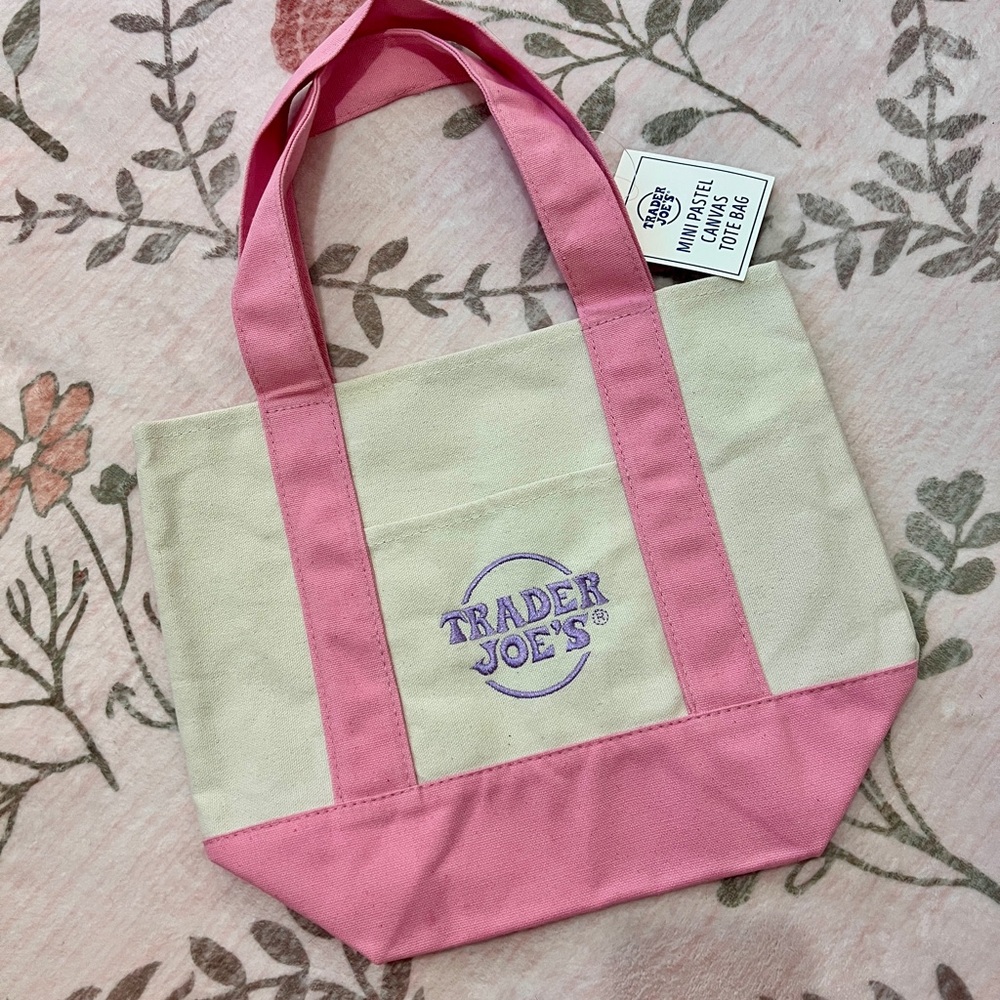 Pink Trader Joe’s Mini Pastel Canvas Tote